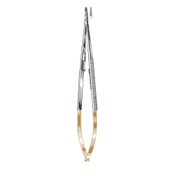 Jacobson Microvascular Needle Holder Straight Serrated Jaws Tungsten Carbide w/Lock 7in