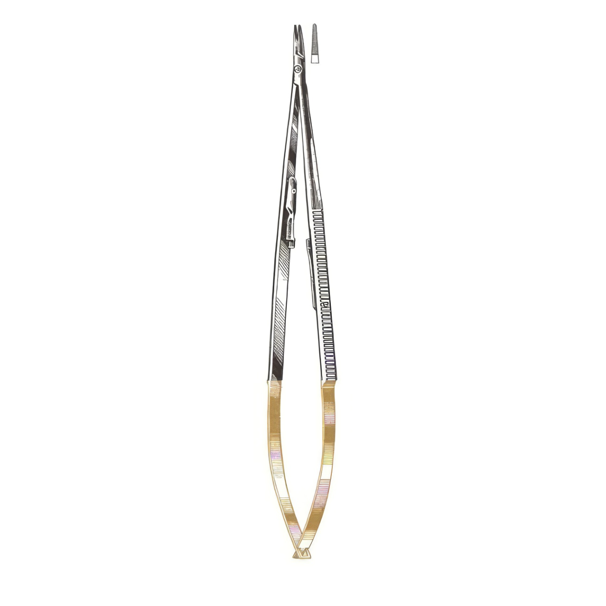 Jacobson Microvascular Needle Holder Straight Serrated Jaws Tungsten Carbide w/Lock 7in