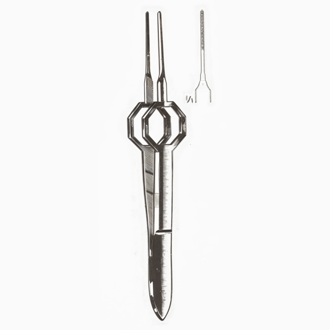 Foerster Eye Dressing Forceps Octagonal Grip Straight Serrated Tip 3.75in