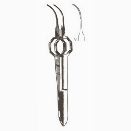 Foerster Eye Dressing Forceps Octagonal Grip Curved Serrated Tips 3.75in