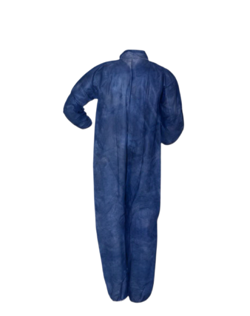 100% Polypropylene Basic Protection Collared Coverall Navy Blue 25/Case - Image 2
