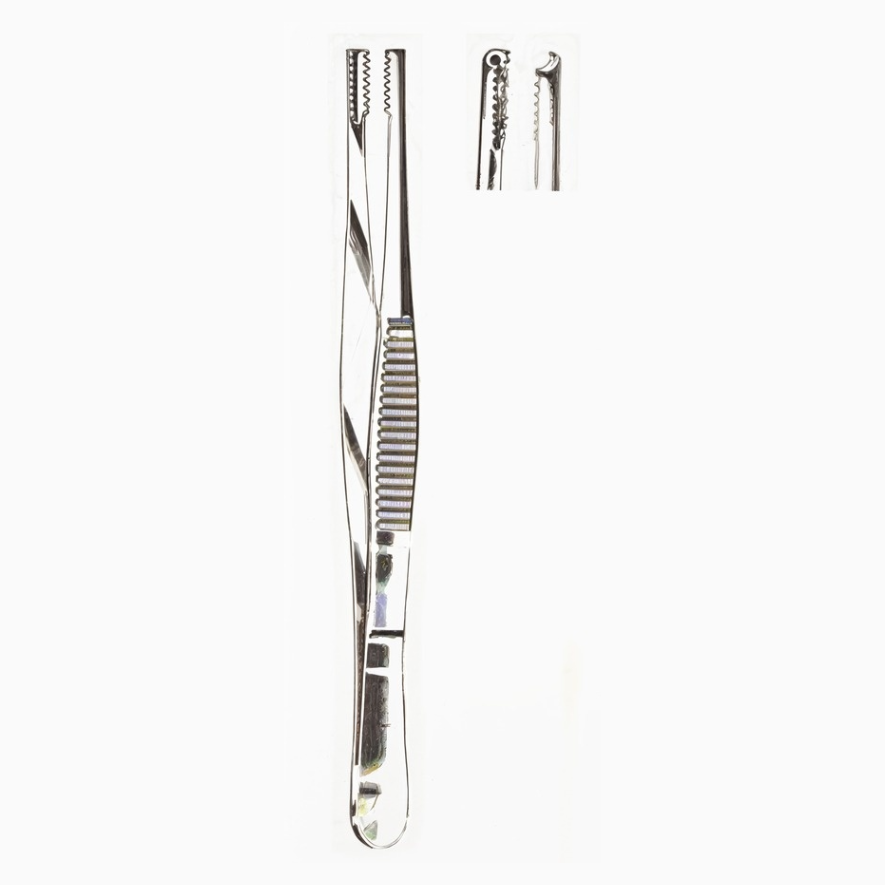 Brown Tissue Forceps 8 x 8 Side Grasping Teeth 6in