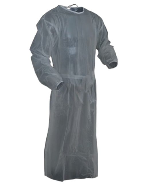Heavy Duty Vinyl Long Sleeve Gown Clear 36/pc Case