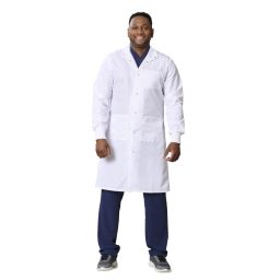 Unisex 4-Pocket Full Length Lab Coat w/Knit Cuffs