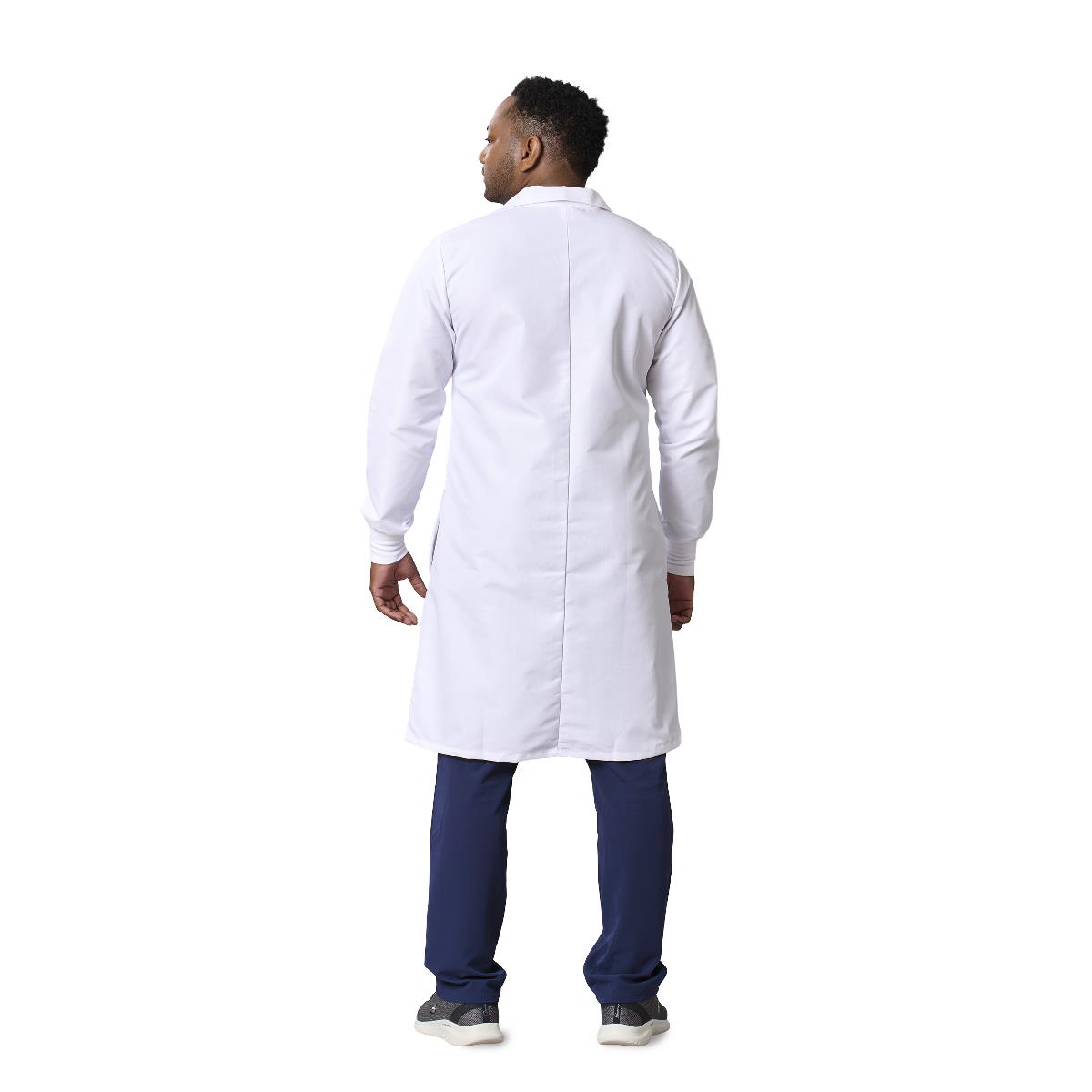 Unisex 4-Pocket Full Length Lab Coat w/Knit Cuffs - Image 3