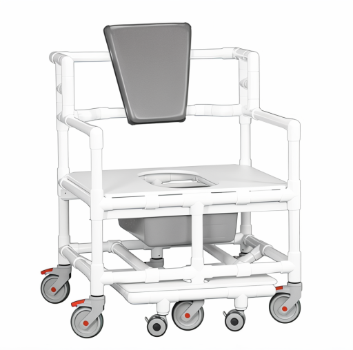 Bariatric Shower Chair Commode w/ Slide Footrest & Pail 900 lb Capacity