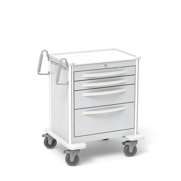 Aluminum Standard Short Anesthesia Cart w/ 4 Drawers & Key Lock - Image 3