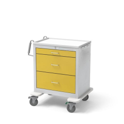 Steel Standard Short Isolation Treatment Cart w/ 3 Drawers & Key Lock
