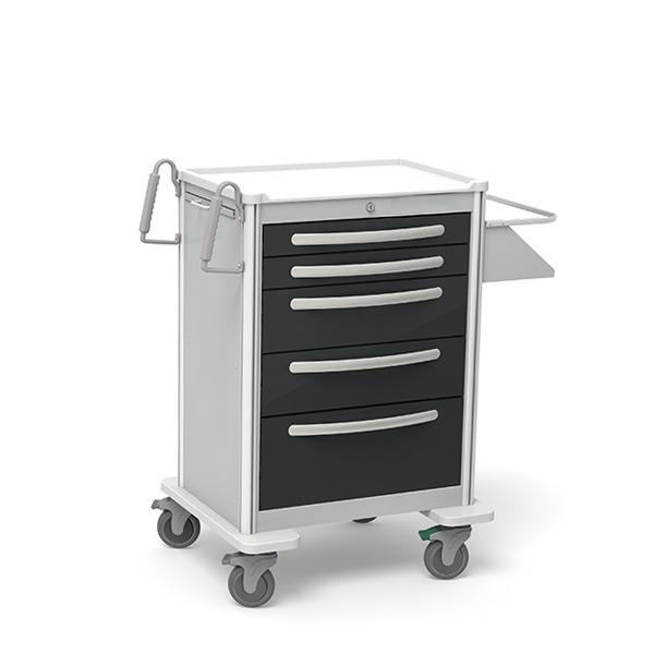 Aluminum Standard Tall Anesthesia Treatment Cart w/ 5 Drawers & Key Lock - Image 3