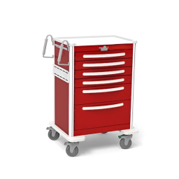 Aluminum Standard Tall Emergency Crash Cart w/ 6 Drawers & Lever Lock