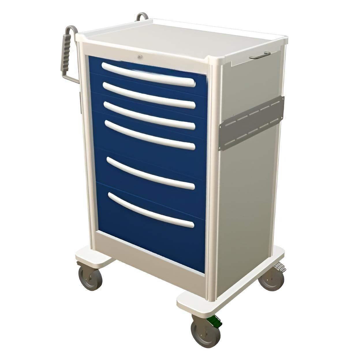 Aluminum Standard X-Tall Anesthesia Treatment Cart w/ 6 Drawers & Key Lock - Image 2