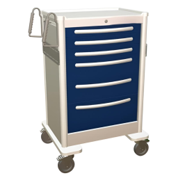 Aluminum Standard X-Tall Anesthesia Treatment Cart w/ 6 Drawers & Key Lock