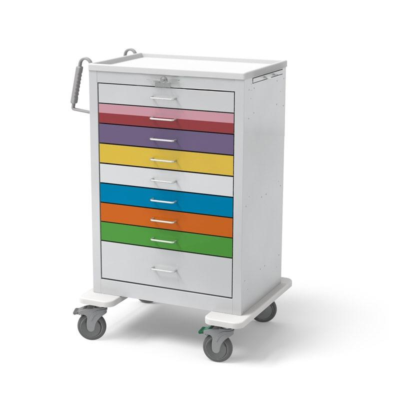 Steel Standard X-Tall Pediatric Emergency Crash Cart w/ 9 Drawers & Lever Lock