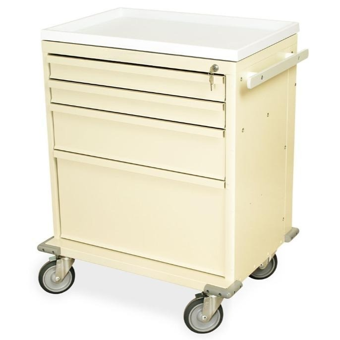 Short Medical Treatment Cart w/ Key Lock & 4 Drawers