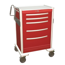 Aluminum Standard Tall Emergency Crash Cart w/ 5 Drawers & Lever Lock
