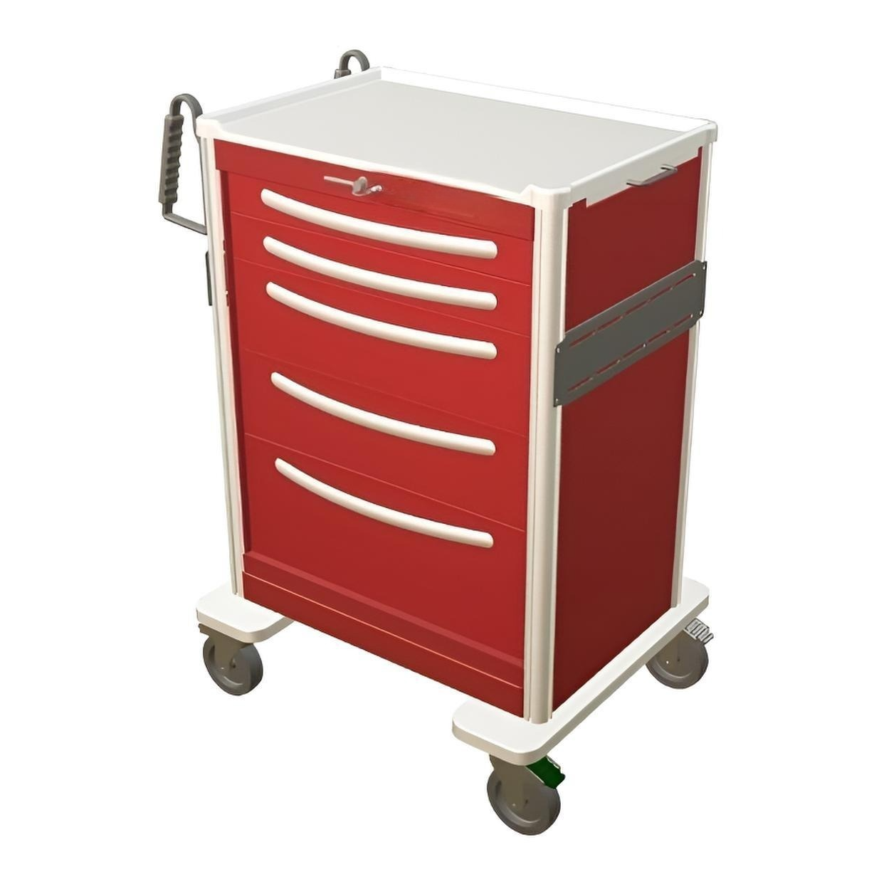 Aluminum Standard Tall Emergency Crash Cart w/ 5 Drawers & Lever Lock - Image 2