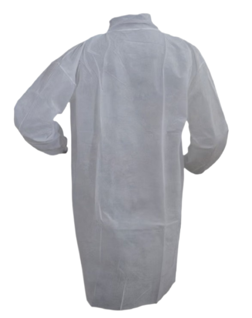Polypropylene Basic Protection Lab Coat w/ Pocket White 50/pc Case - Image 2