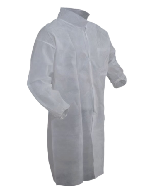 Polypropylene Basic Protection Lab Coat w/ Pocket White 50/pc Case