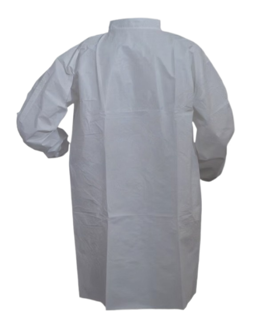 Polyethylene/Polypropylene Blend Static Dissipative Lab Coat Frock w/o Pockets White 30/pc Case - Image 2