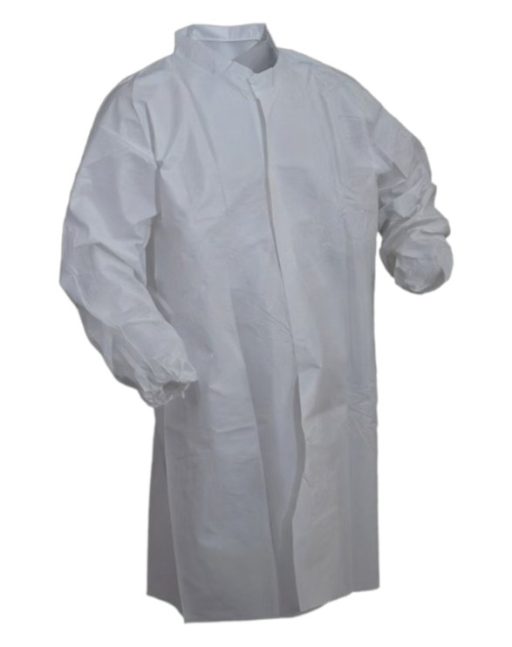 Polyethylene/Polypropylene Blend Static Dissipative Lab Coat Frock w/o Pockets White 30/pc Case