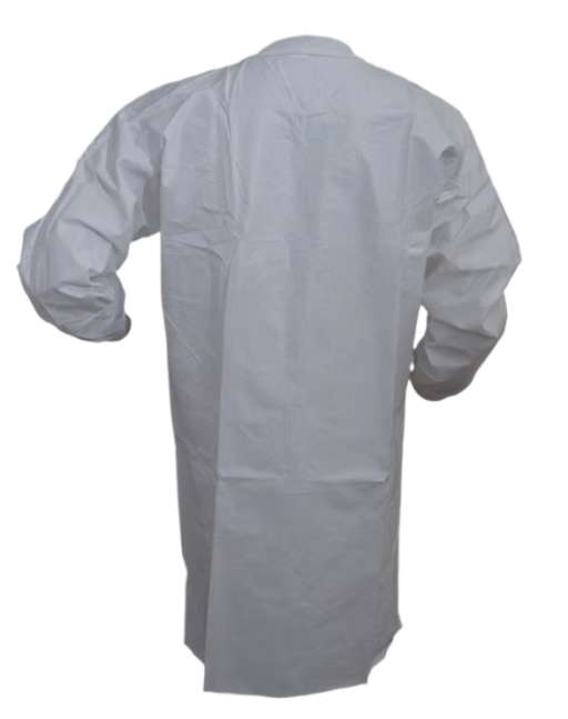 Polyethylene/Polypropylene Blend Lab Coat Frock w/o Pockets White 30/pc Case - Image 2