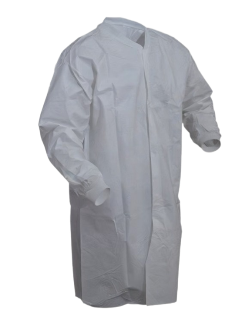Polyethylene/Polypropylene Blend Lab Coat Frock w/o Pockets White 30/pc Case