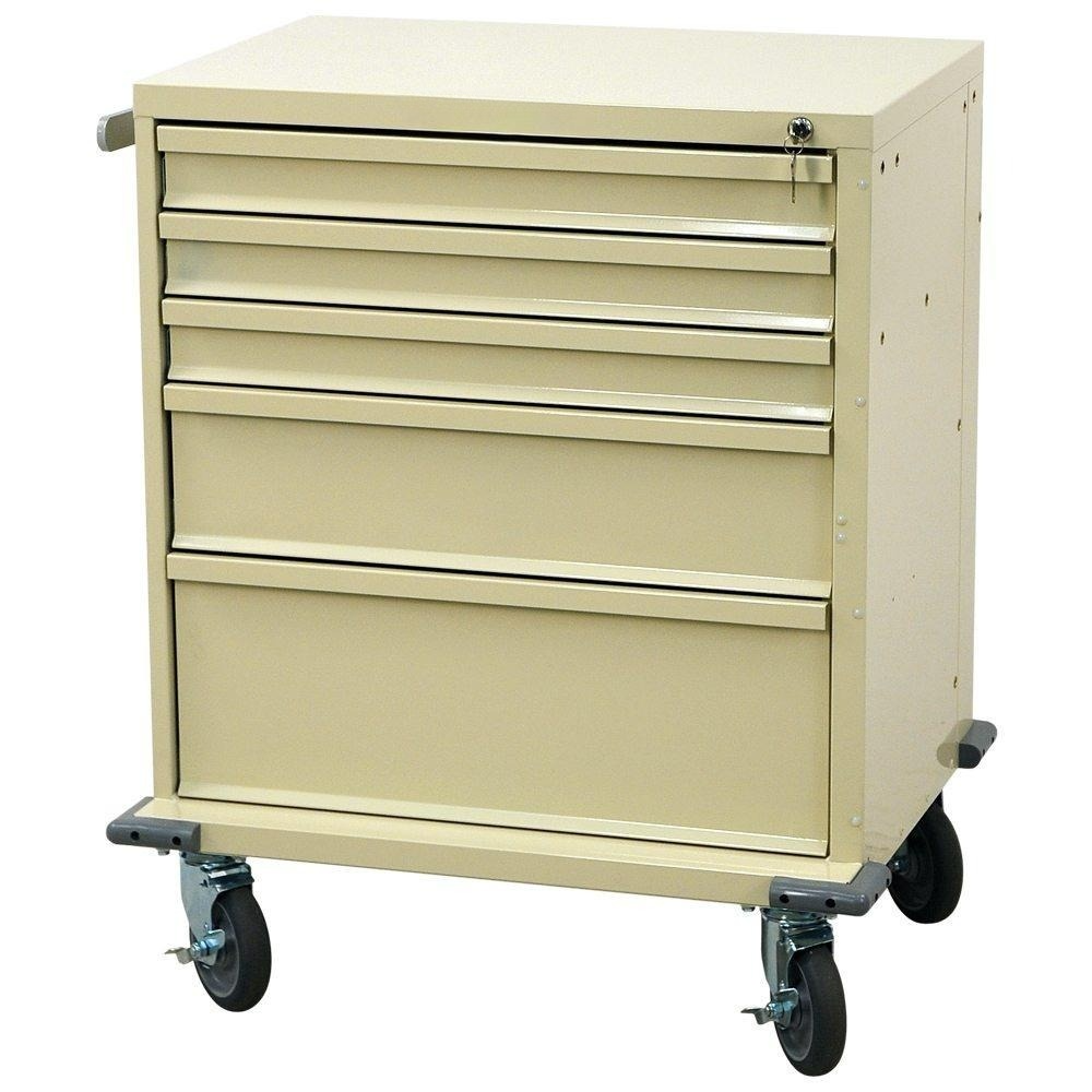 Short Procedure Treatment Cart w/ Key Lock & 5 Drawers - Image 2