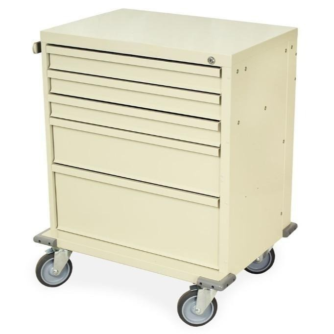 Short Procedure Treatment Cart w/ Key Lock & 5 Drawers