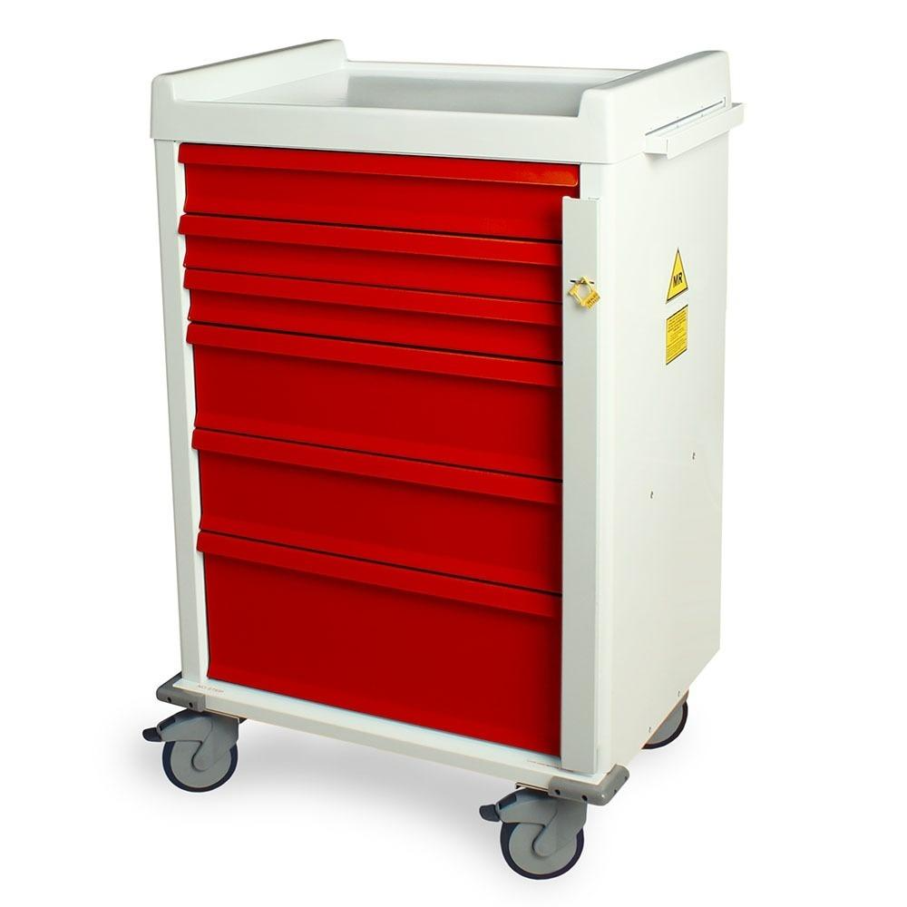 MRI Compatible Aluminum EMG Cart w/ Breakaway Lock & 6 Drawers