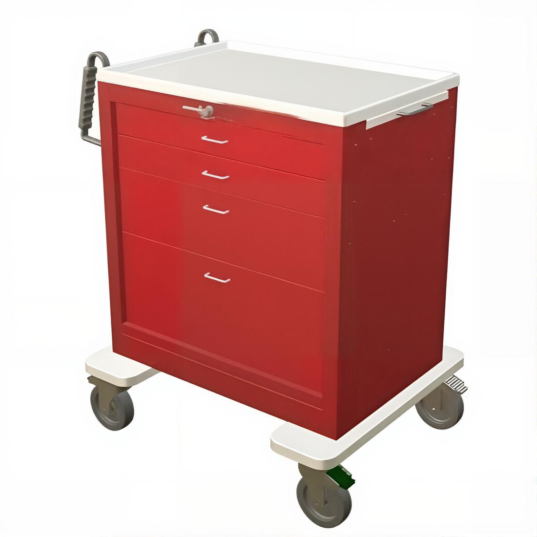 Steel Standard Short Emergency Crash Cart w/ 4 Drawers & Lever Lock - Image 2