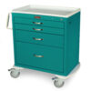 Short Mobile Procedure Standard Width Cart w/Key Lock & 4 Drawers