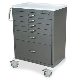 Tall Anesthesia Med Standard Width Cart w/Key Lock & 6 Drawers
