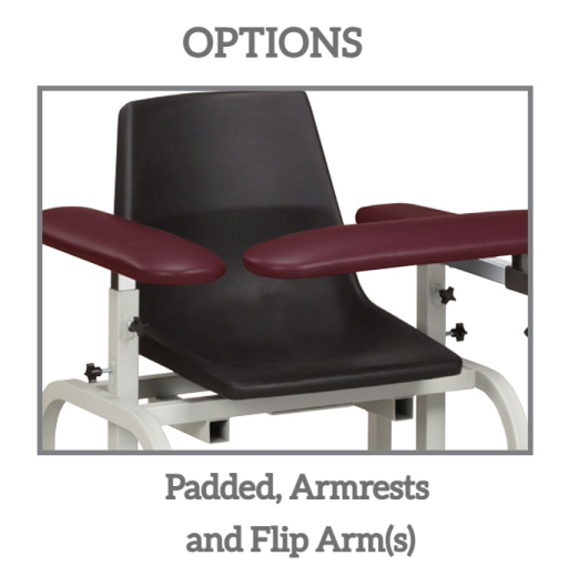 EZ Clean Black Plastic Blood Drawing Chair w/EZ Clean Flip Arms - Image 2