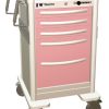 Aluminum Junior Medium Bedside Slim Treatment Cart w/ 5 Drawers & Simplex Lock