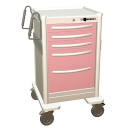 Aluminum Junior Medium Bedside Slim Treatment Cart w/ 5 Drawers & Simplex Lock
