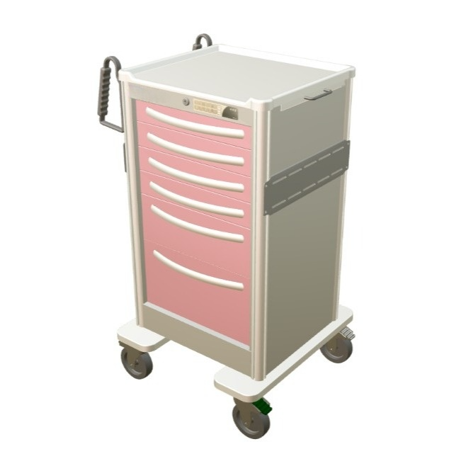 Aluminum Junior Tall Bedside Slim Treatment Cart w/ 6 Drawers & Electronic Lock - Image 2