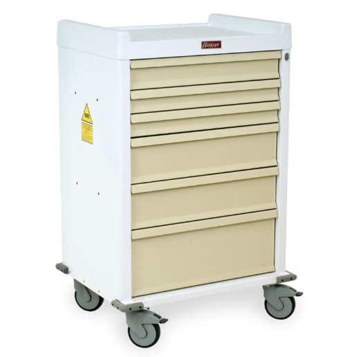 MRI Compatible Aluminum ANS Cart w/Key Lock & 6 Drawers