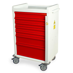 MRI Safe Aluminum Med Cart w/Breakaway Lock & 7 Drawers
