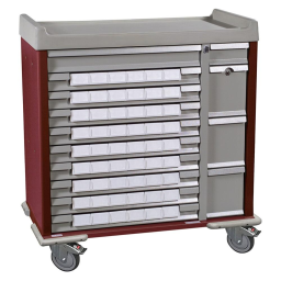Standard Line Med Bin Cart w/ Key Lock & 54 - 3.5in Bins & 5 Drawers