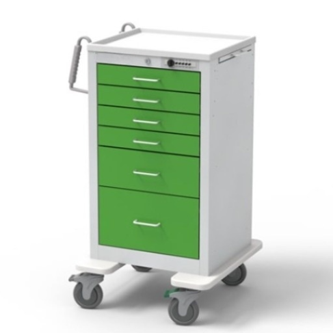Steel Junior Tall Bedside Slim Treatment Cart w/ 6 Drawers & Simplex Lock - Image 3