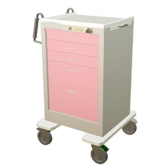 Steel Junior Medium Bedside Slim Treatment Cart w/ 5 Drawers & Electronic Lock - Image 2