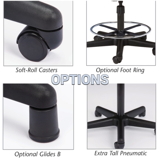 Padded Pneumatic 5-Leg Adjustable Exam Stool w/ Black Base - Image 3