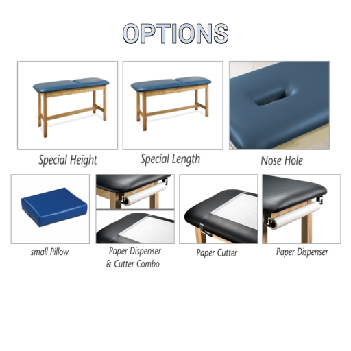 Wood Frame Treatment Table w/ Adjustable Backrest, 2 Drawers & Shelf 27in/30in/38in W - Image 4
