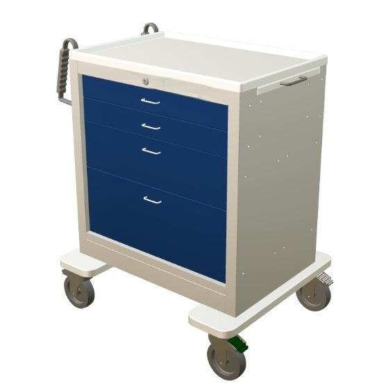 Steel Standard Short Anesthesia Cart w/ 4 Drawers & Key Lock - Image 2