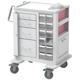 Aluminum Short All-In-One Phlebotomy Cart w/ 4 Drawers & Key Gate Lock