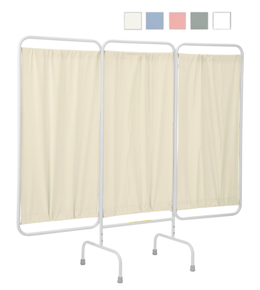 Vinyl Stationary Antimicrobial 3 Panel Privacy Curtain Screen
