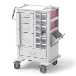 Aluminum Tall AIO Phlebotomy Cart w/ 5 Drawers & Key Gate Lock