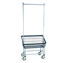Large Capacity Front Load Wire Laundry Cart w/ Double Pole Rack 3.75 Bushel
