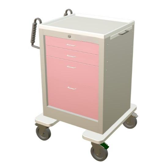 Steel Junior Short Bedside Slim Treatment Cart w/ 4 Drawers & Key Lock - Image 2