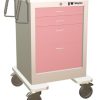 Steel Junior Short Bedside Slim Treatment Cart w/ 4 Drawers & Key Lock